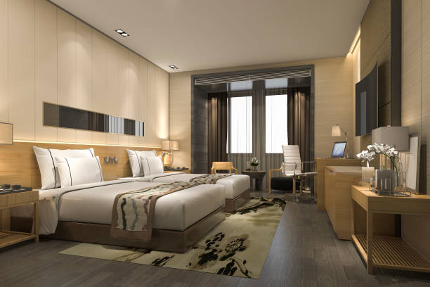 istock 3d rendering luxury modern bedroom suite in hotel and resort 831847362