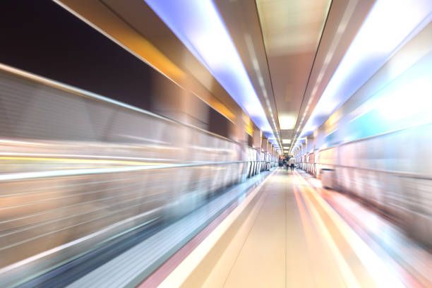 istock bridge in radial blur in night with lights on 831852756