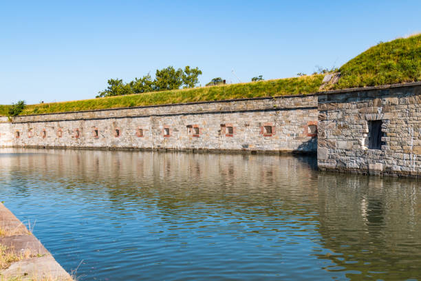 Former Slave Sanctuary at Fort Monroe in Hampton, Virginia Hampton, Virginia - July 9, 2017:  Fort Monroe, completed in 1836, became notable as an historic and symbolic site of early freedom for former slaves under the provisions of contraband policies. hampton virginia photos stock pictures, royalty-free photos & images