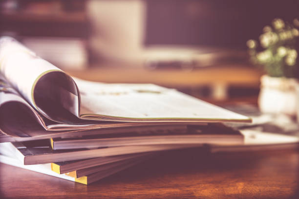istock selective focus of  stacking magazine place on table in living room 831864916