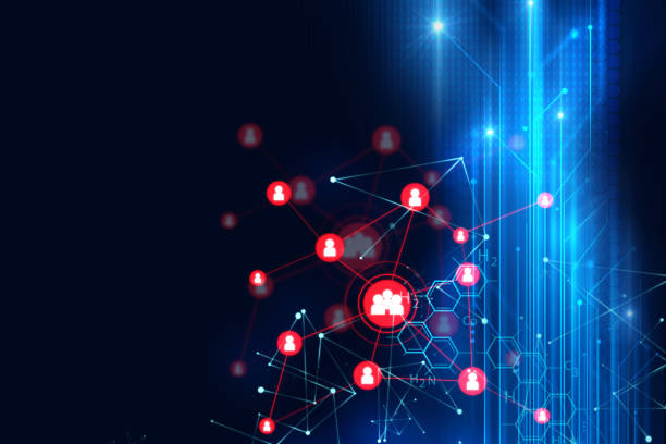 istock abstract illustration background with user icon and connecting dots . 831865130