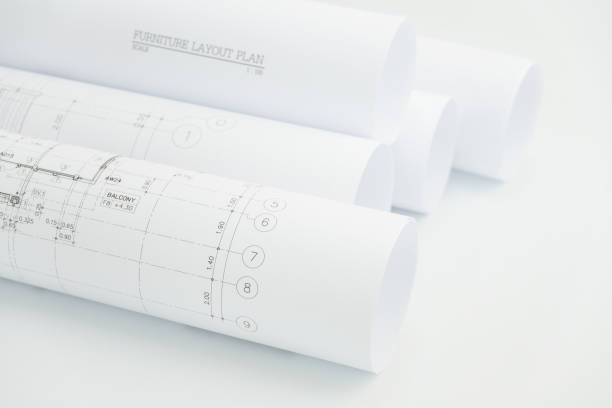 istock architectural drawing paper rolls of a dwelling for construction 831865536