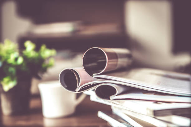istock selective focus of  stacking magazine place on table in living room 831867980