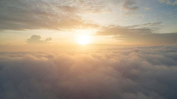 istock Sunny sky abstract background, beautiful cloudscape, on the heaven, view over white fluffy clouds, 831872858