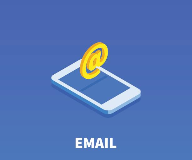 at, ikona e-maila, ilustracja, symbol wektorowy w płaskim izometrycznym stylu 3d izolowanym na kolorowym tle. - @ stock illustrations