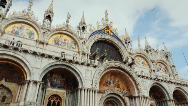 The facade of St. Mark's Cathedral in Venice next to the Doge's Palace. Popular place among tourists