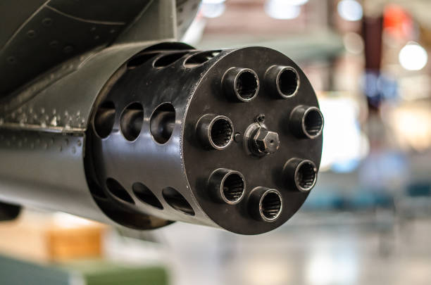 A-10 Gatling Gun GAU-8 Avenger A GAU-8 Avenger 30mm gatling gun mounted on an A-10 thunderbolt. a 10 warthog gatling gun stock pictures, royalty-free photos & images