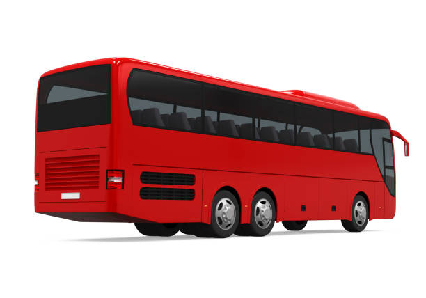 red coach bus isolated - bus coach bus travel red imagens e fotografias de stock