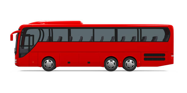 red coach bus isolated - bus coach bus travel red imagens e fotografias de stock