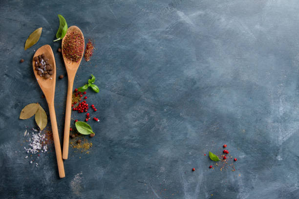 Wooden spoons with spices