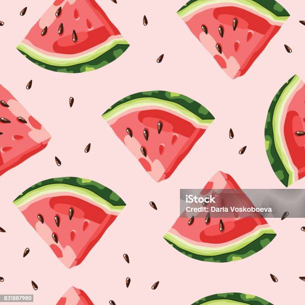 Watermelon Pattern Vector Stock Illustration - Download Image Now - Watermelon, Summer, Pattern