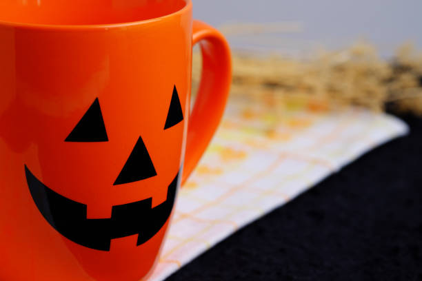 halloween cup. - napkin black blank ideas imagens e fotografias de stock