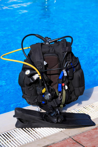 istock Diving equipment by the pool Scuba diving Course 831900056