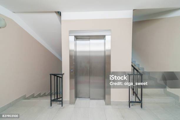 Elevator And Stairs Stock Photo - Download Image Now - Elevator, Apartment, Staircase