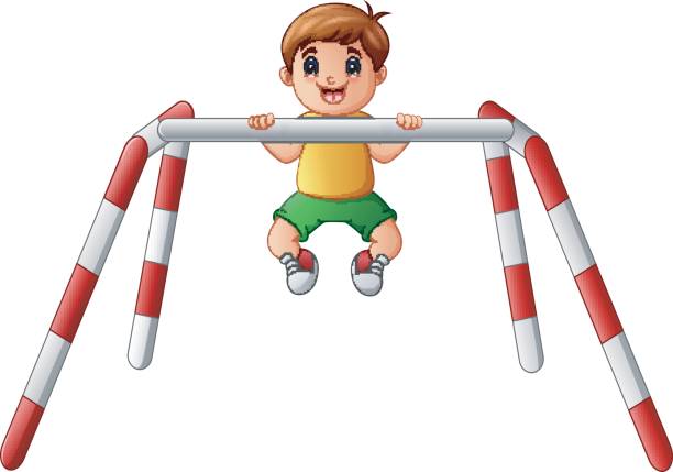 ilustrações, clipart, desenhos animados e ícones de garotinho fazendo pull ups - 3381