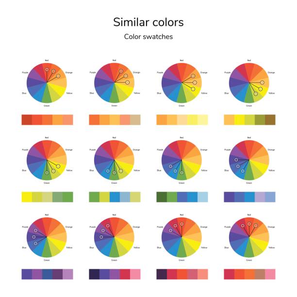 ilustraciones, imágenes clip art, dibujos animados e iconos de stock de ilustración de vector de círculo de color, color análogo, similar co - abstract circle multi colored growth