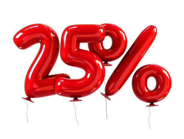 descuento del 25% de rojo helio globos - balloon isolated celebration large fotografías e imágenes de stock