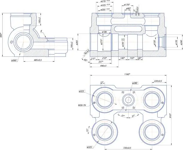 Vector illustration of Hydraulic unit of the piston pump