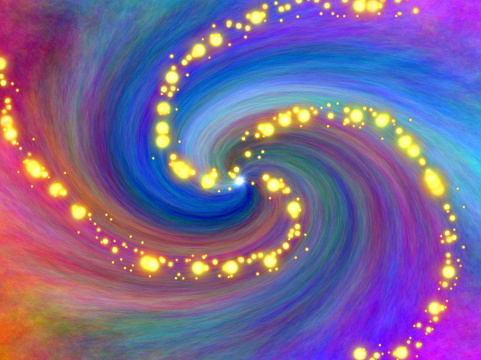 Beautiful abstract colorful background. Spiral galaxy and glitter