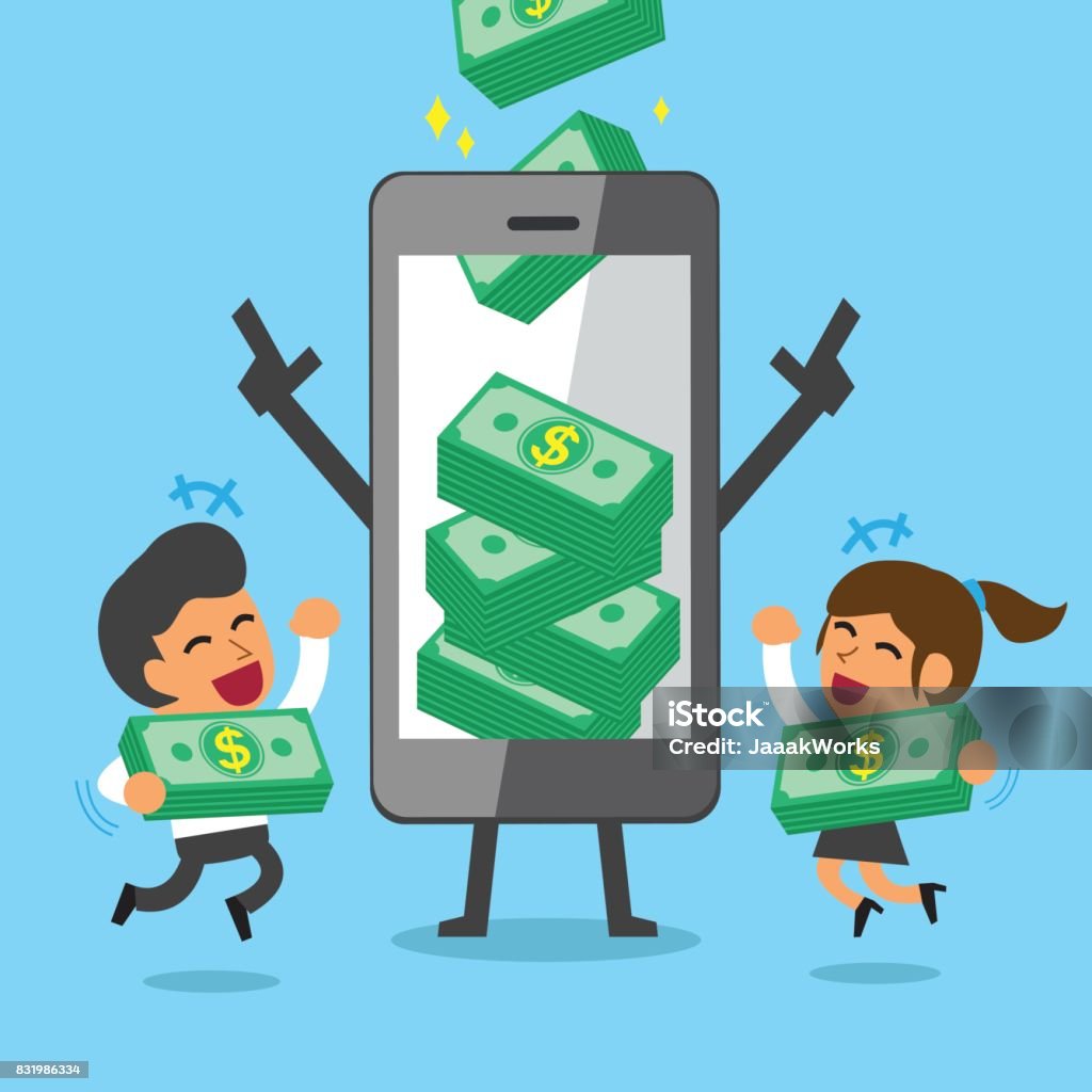 Ilustración de Negocio Concepto Dibujos Animados Smartphone Ayuda Equipo De Negocios Para Ganar Montones De Dinero y más Vectores Libres de Derechos de Niño - iStock Ilustración de Negocio Concepto Dibujos Animados Smartphone Ayuda Equipo De Negocios Para Ganar Montones De Dinero y más Vectores Libres de Derechos de Niño - iStock
