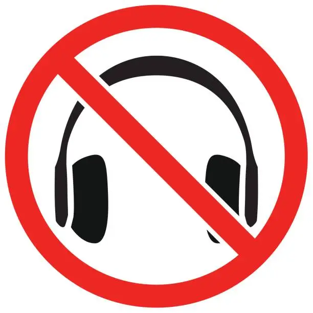 Vector illustration of Headphones ban
