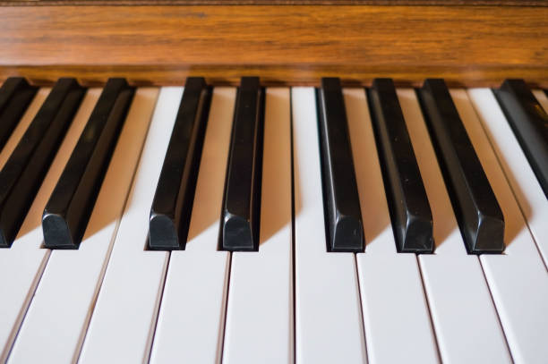 istock Closeup black and White piano keyboard 832016098