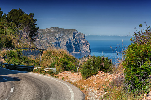 Rural coastal road on Majorca, Spain from Andratx to Soller.