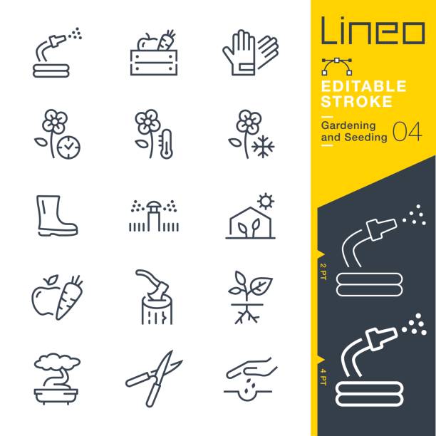 Lineo Editable Stroke - Gardening and Seeding line icons Vector Icons - Adjust stroke weight - Expand to any size - Change to any colour vegetable seeds stock illustrations
