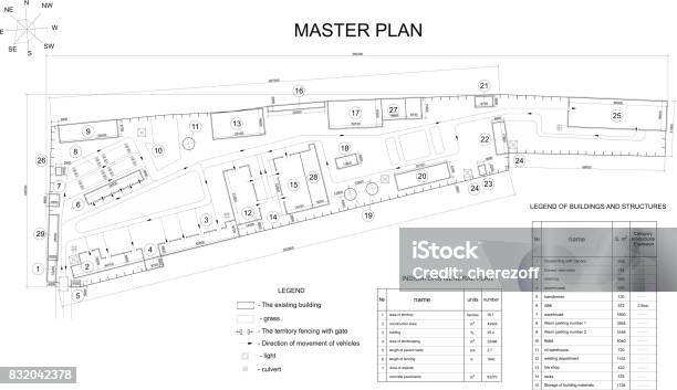 Plan Industrial Area Stock Illustration - Download Image Now - Blueprint, Plan - Document, Building Exterior