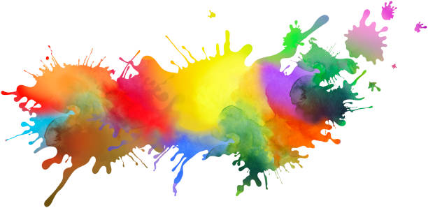 Colorful isolated paint pattern and splatter background with paint runs stock photo