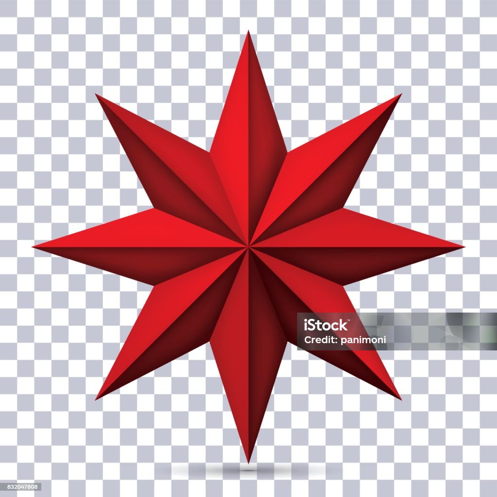Volume Eightpointed Red Star On Transparent Background 3d Object ...