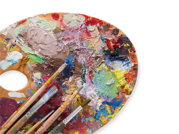 istock Art palette with colorful paint strokes, isolated 832053452