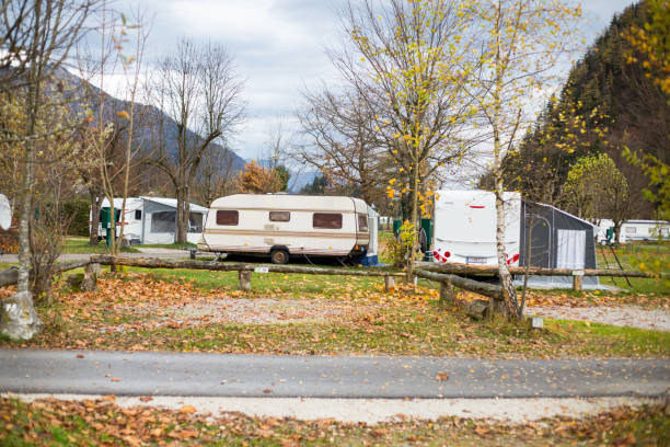 istock Caravan area for van type camping people 832056600
