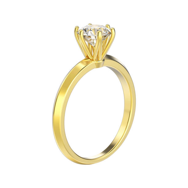 istock 3D illustration isolated yellow gold traditional solitaire engagement diamond ring 832063616