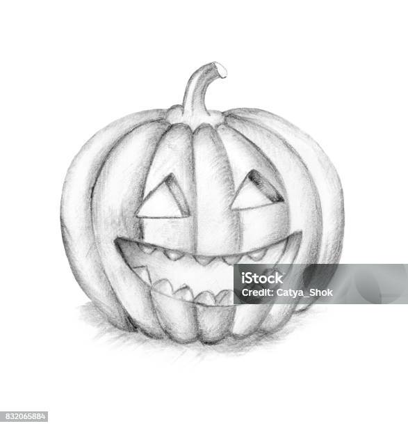 Smiling Halloween Pumpkin Hand Drawing Illustration Stock Illustration -  Download Image Now - iStock
