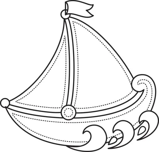 Vector illustration of little sailboat. Children's toy.