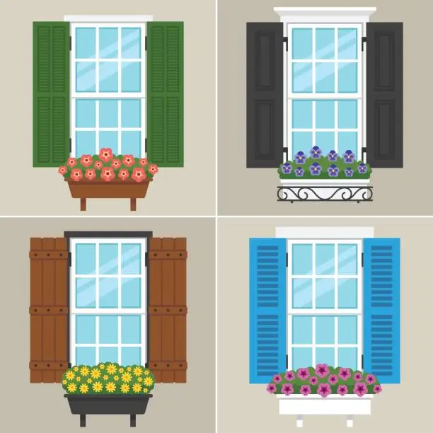 Vector illustration of Window shutters