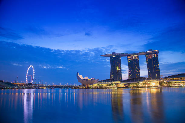 istock Twilight time of Marina Bay show 832089302
