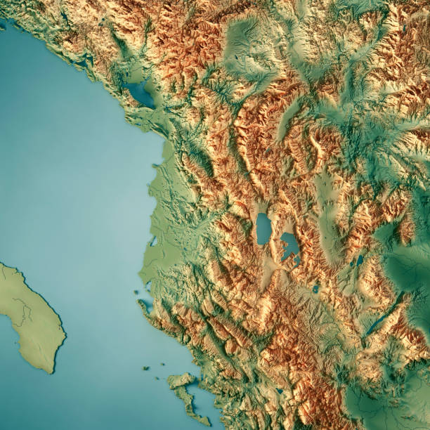 istock Albania Country 3D Render Topographic Map 832099876