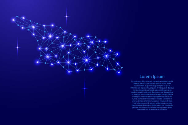 istock Georgia map of polygonal mosaic lines network, rays and space stars of vector illustration. 832099926