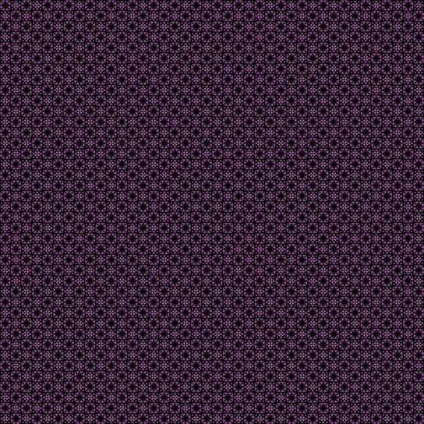 Seamless abstract grunge purple texture on black background. Arranged in a staggered manner two very small floral fractal patterns. Rough noise design image.