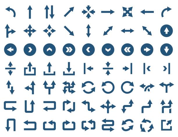 Arrow icon set in flat style. Vector symbols Arrow icon set in flat style. Vector symbols bending stock illustrations