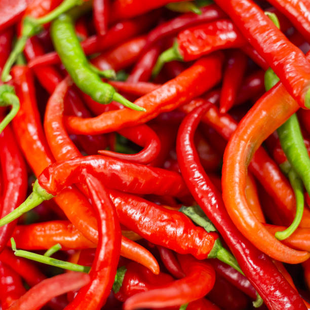 istock Red and Green chili pepper background 832101974