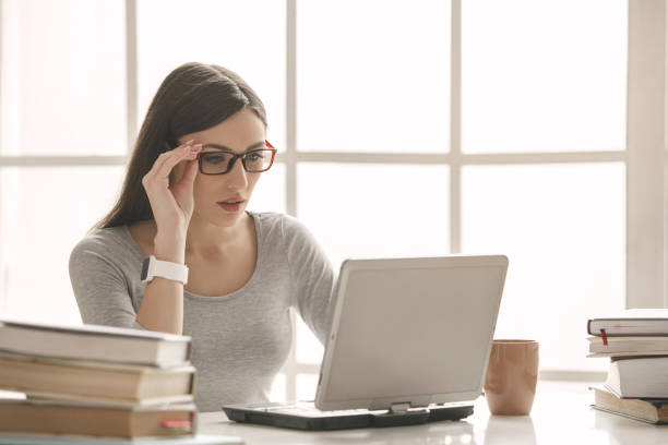 istock Young woman study at home alone education 832104786