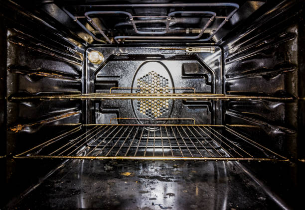 Inside of a domestic electric oven stock photo