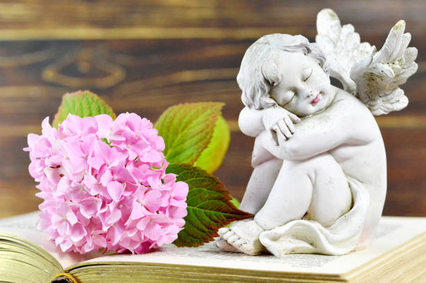 istock Little angel and flower 832105700