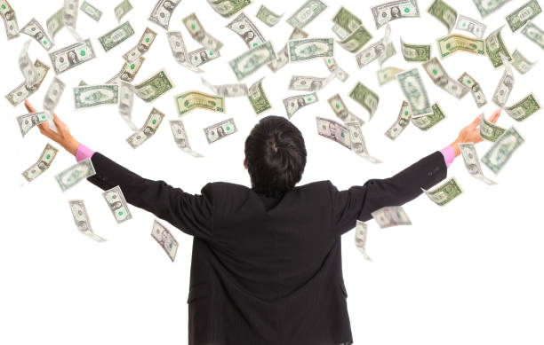 istock Businessman catching money with open arm 832111558