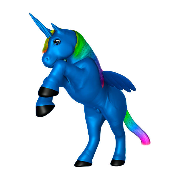istock 3D Rendering Blue Toy Unicorn on White 832111890