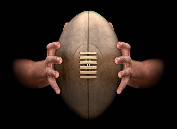 rugby ball against pitch