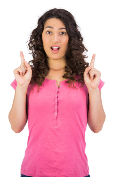 istock Shocked brown haired woman pointing out 832120424